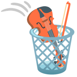 wastebasket and violin
