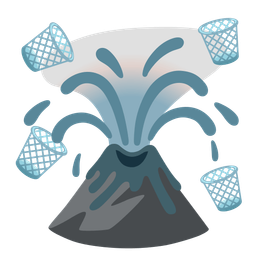 wastebasket and volcano