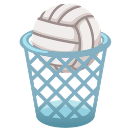 wastebasket and volleyball