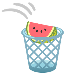 wastebasket and watermelon
