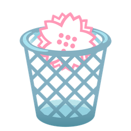 wastebasket and white flower