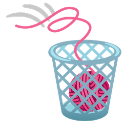 wastebasket and yarn