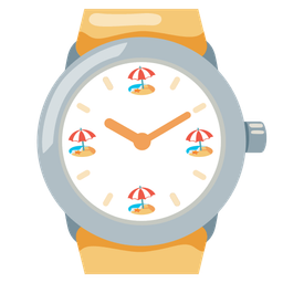 watch and beach with umbrella