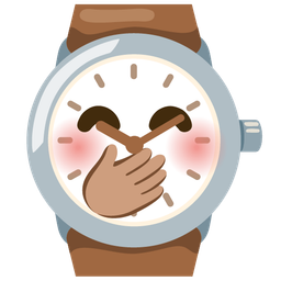 watch and face with hand over mouth
