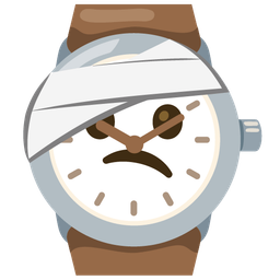 watch and face with head-bandage