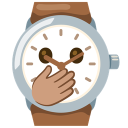 watch and face with open eyes and hand over mouth