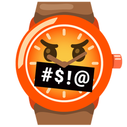 watch and face with symbols on mouth