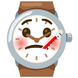 watch and face with thermometer