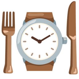 watch and fork and knife with plate