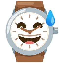 Watch and Grinning face with sweat