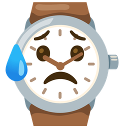 watch and sad but relieved face