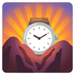 watch and sunrise over mountains