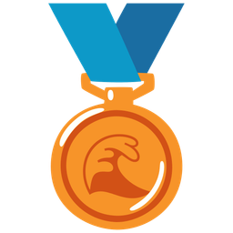 water wave and 3rd place medal