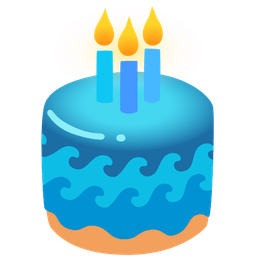 water wave and birthday cake