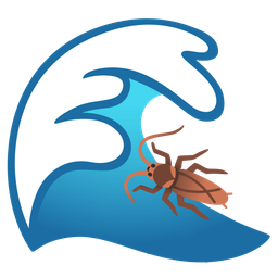 water wave and cockroach