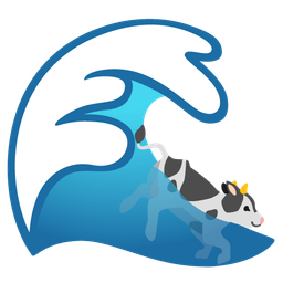 water wave and cow face