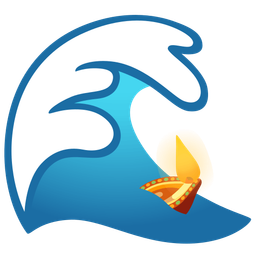 water wave and diya lamp