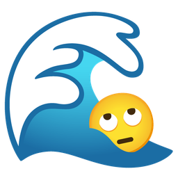 water wave and face with rolling eyes