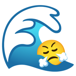 water wave and face with steam from nose