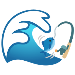 water wave and fishing pole