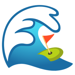 water wave and flag in hole