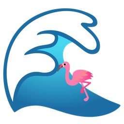water wave and flamingo