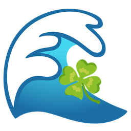 water wave and four leaf clover