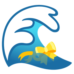 water wave and heart with ribbon