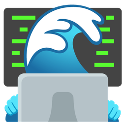 water wave and laptop