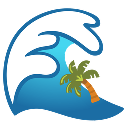 water wave and palm tree