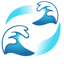 water wave and revolving hearts