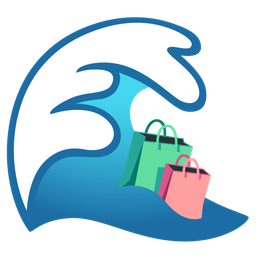 water wave and shopping bags