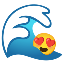Water wave and Smiling face with heart-eyes