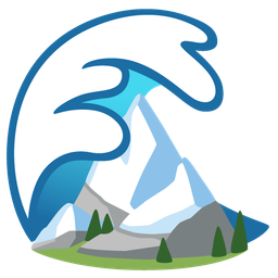 water wave and snow-capped mountain