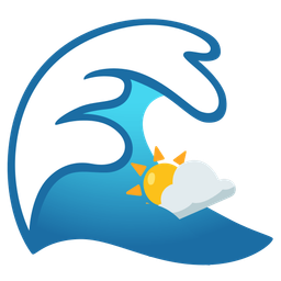 water wave and sun behind cloud