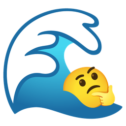 water wave and thinking face