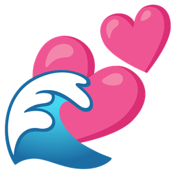 water wave and two hearts