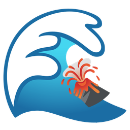water wave and volcano