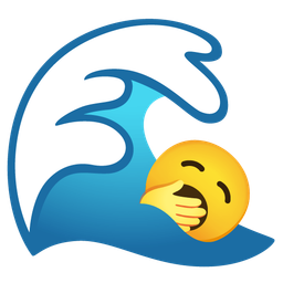 water wave and yawning face