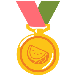 watermelon and 1st place medal