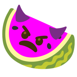 watermelon and angry face with horns