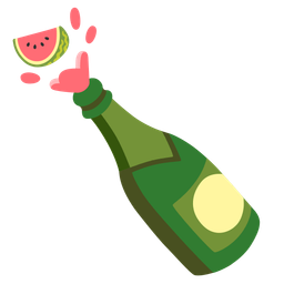 watermelon and bottle with popping cork