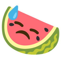 watermelon and downcast face with sweat
