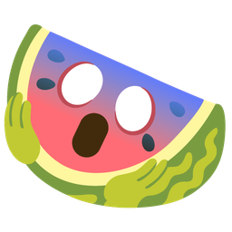 watermelon and face screaming in fear