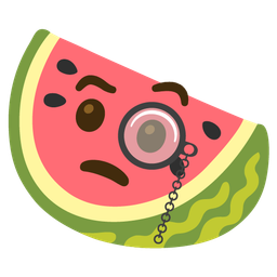 watermelon and face with monocle