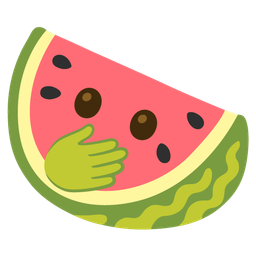 watermelon and face with open eyes and hand over mouth