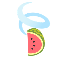 watermelon and leaf fluttering in wind