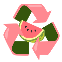 watermelon and recycling symbol