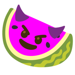 watermelon and smiling face with horns