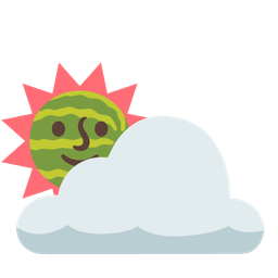 watermelon and sun behind cloud